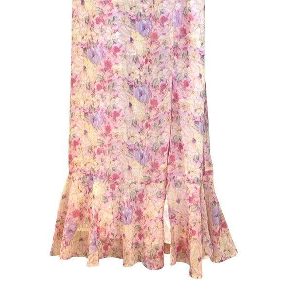 Lulu’s Women's Smocked Tie Straps Midi Dress Coastal Cowgirl Boho Floral Size M - Picture 4 of 9